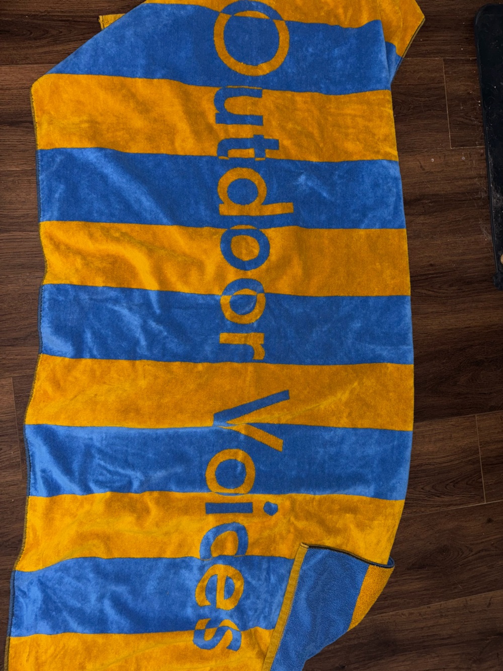 Outdoor Voices Blue and Yellow Striped Bath Towel or Beach Towel